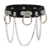 Dark Leather Choker Necklace Punk Rock Goth Chain Statement Collar Y2K Grunge