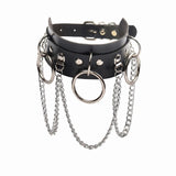 Dark Leather Choker Necklace Punk Rock Goth Chain Statement Collar Y2K Grunge