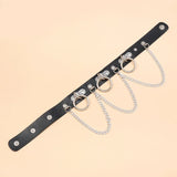 Dark Leather Choker Necklace Punk Rock Goth Chain Statement Collar Y2K Grunge