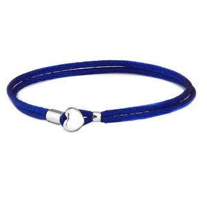 Heart Buckle Cord Bracelet Sterling Silver Jewelry