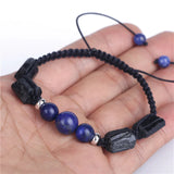 Lapis Lazuli Tourmaline Beads Macrame Bracelet Unisex