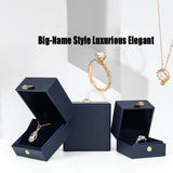 Dark Leather Jewelry Box Ring Necklace Bracelet Storage