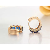 Dark Rectangle CZ Small Huggie Hoop Earrings Brass Stones Loop Circle Aretes