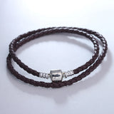 Dark Brown Leather Bracelet Fits Original Charms & Beads