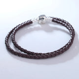 Dark Brown Leather Bracelet Fits Original Charms & Beads