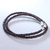 Dark Brown Leather Bracelet Fits Original Charms & Beads