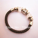 Dark Brown Leather Charm Bracelet