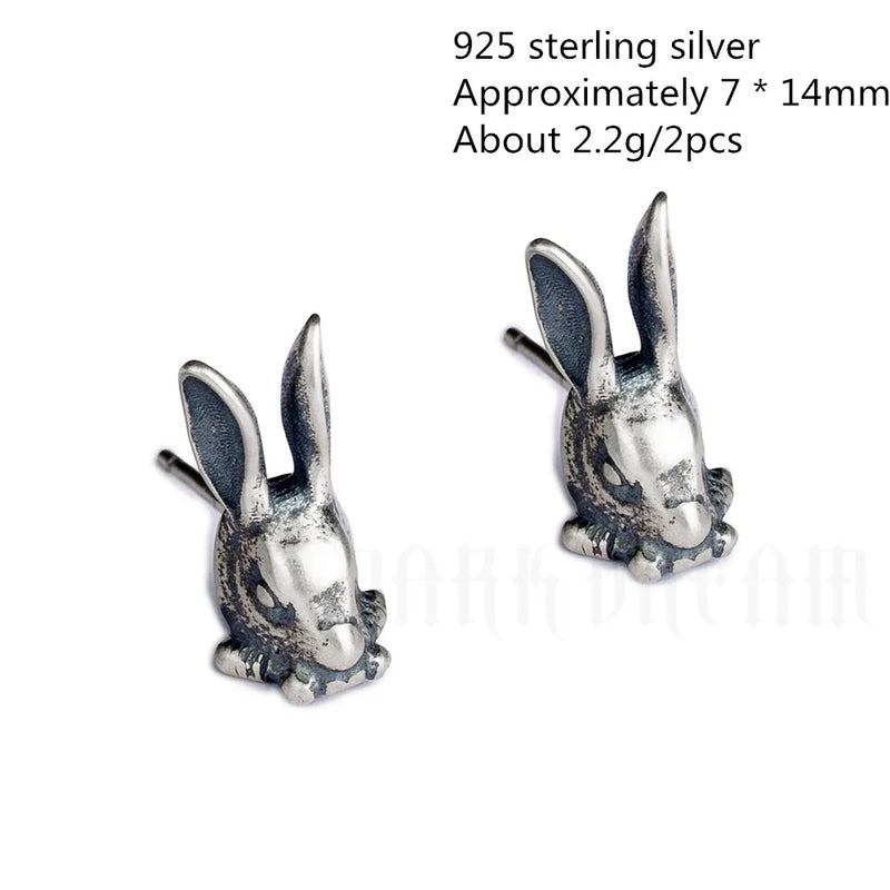 Retro Punk Rabbit Earrings 925 Sterling Silver