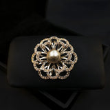 Dark Flash Flower Brooch Rhinestone Corsage for Women Retro Suit Coat