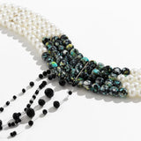 Y2K Dark Green Beads Tassel Choker Necklace