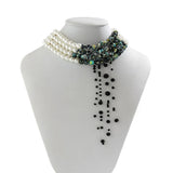 Y2K Dark Green Beads Tassel Choker Necklace