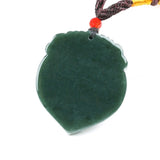 Dark Green Jade Pendant Buddha Jewelry Amulet with Chain