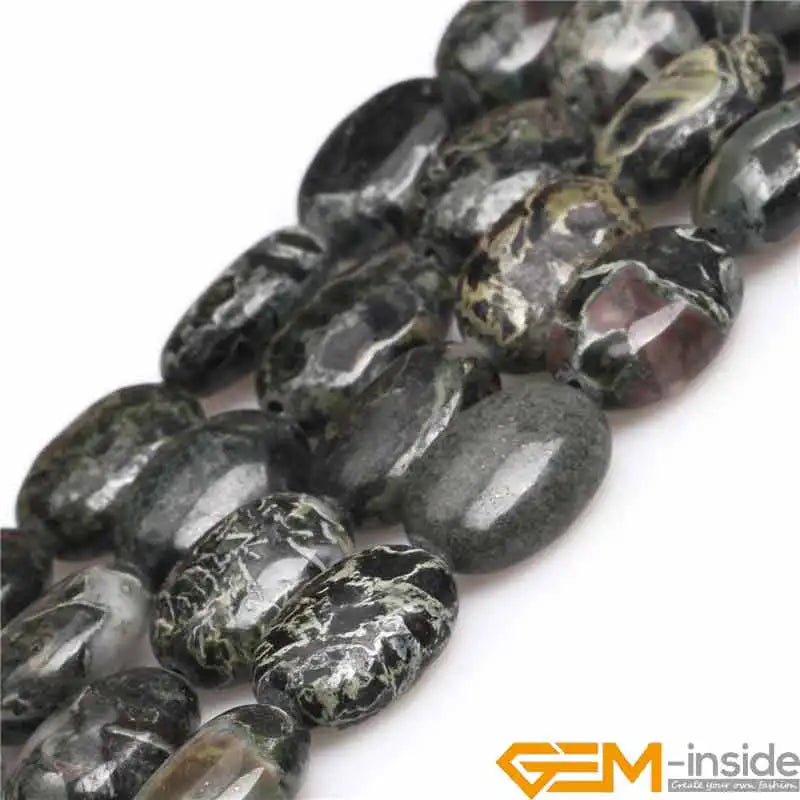 Natural Oval Rhyolite Kambaba Jaspers Beads for Jewelry Making