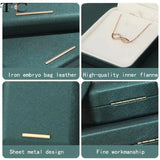 Dark Green Pu Leather Jewelry Packaging Box Metal Iron Embryo Jewelry