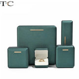 Dark Green Pu Leather Jewelry Packaging Box Metal Iron Embryo Jewelry