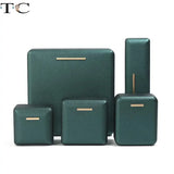 Dark Green Pu Leather Jewelry Packaging Box Metal Iron Embryo Jewelry