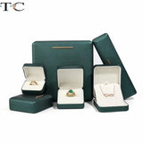 Dark Green Pu Leather Jewelry Packaging Box Metal Iron Embryo Jewelry