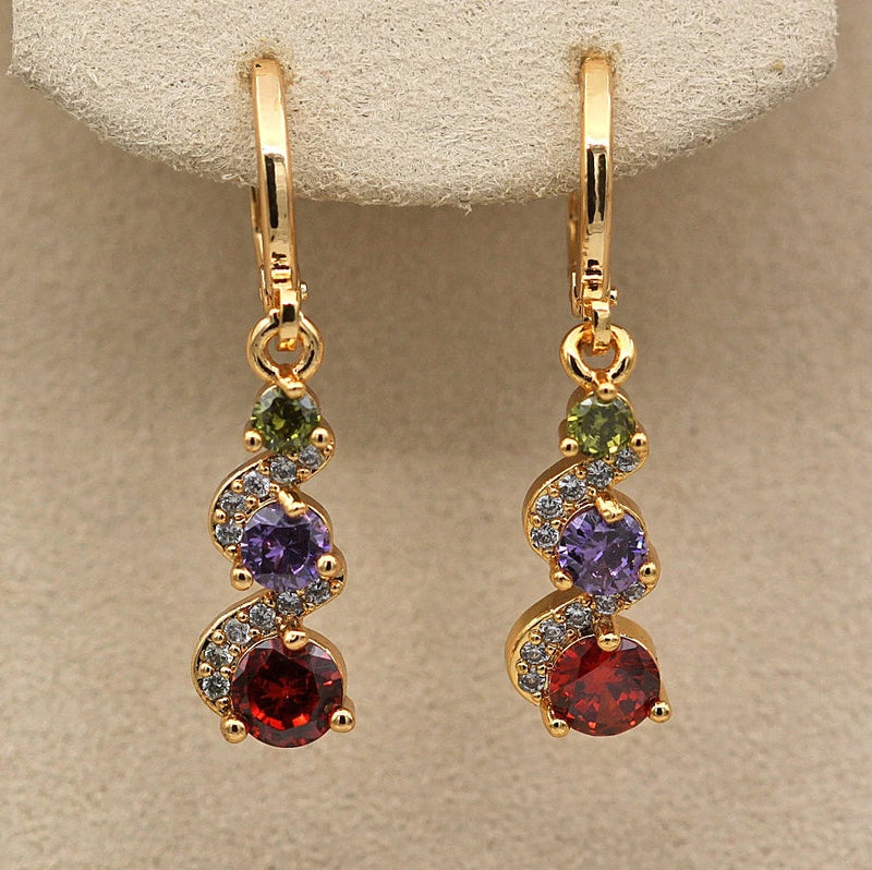 Dark Green Stone Drop Earrings For Women Jewelry
