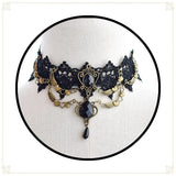 Dark Lolita Necklace with Hearts Wings Metal Collar