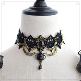 Dark Lolita Necklace with Hearts Wings Metal Collar