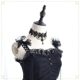 Dark Lolita Necklace with Hearts Wings Metal Collar