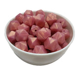 Dark Pearl Pink Hexagon Silicone Bead 14mm Polygonal Keychain Bracelet DIY