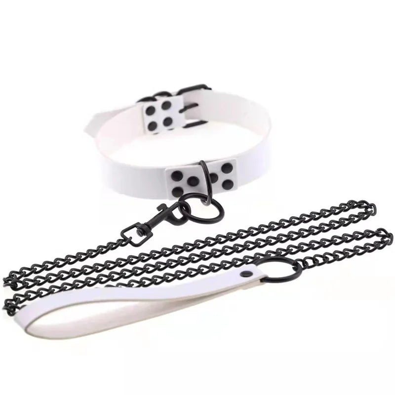 Dark Punk Style Cosplay Necklace Props Alternative Collar Traction Belt