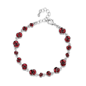 Dark Red Enamel Poppy Anklet Remembrance Gift
