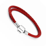Dark Red Double Woven Leather Bracelet Fits Charms & Beads