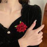 Dark Red Rose Hair Clip Retro High Sense Back Head Shark Clip Hair Accessories