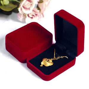 Dark Red Square Earring Pendants Display Case Organizer