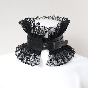 Dark Style Exaggerated Princess Collar Gothic Accessories Leather Lace