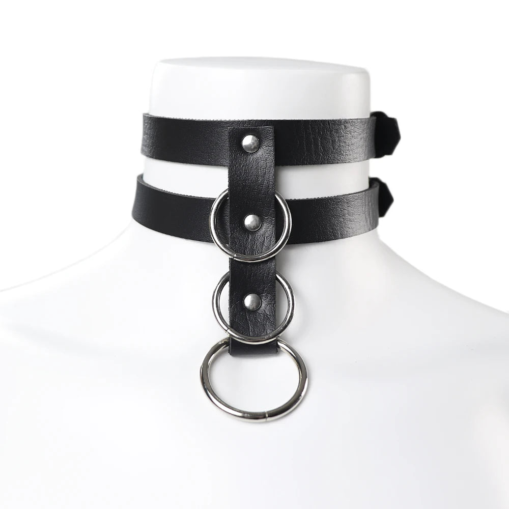 Dark Style Exaggerated Princess Collar Gothic Accessories Leather Lace