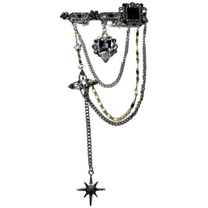 Dark Style Tassel Pendant Brooch Vintage Chest Chain Brooch Pin