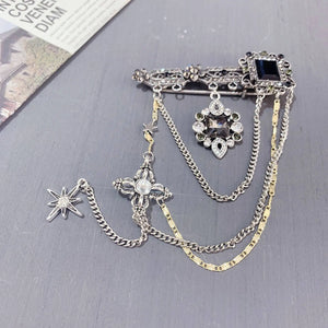 Dark Style Tassel Pendant Brooch Vintage Chest Chain Brooch Pin