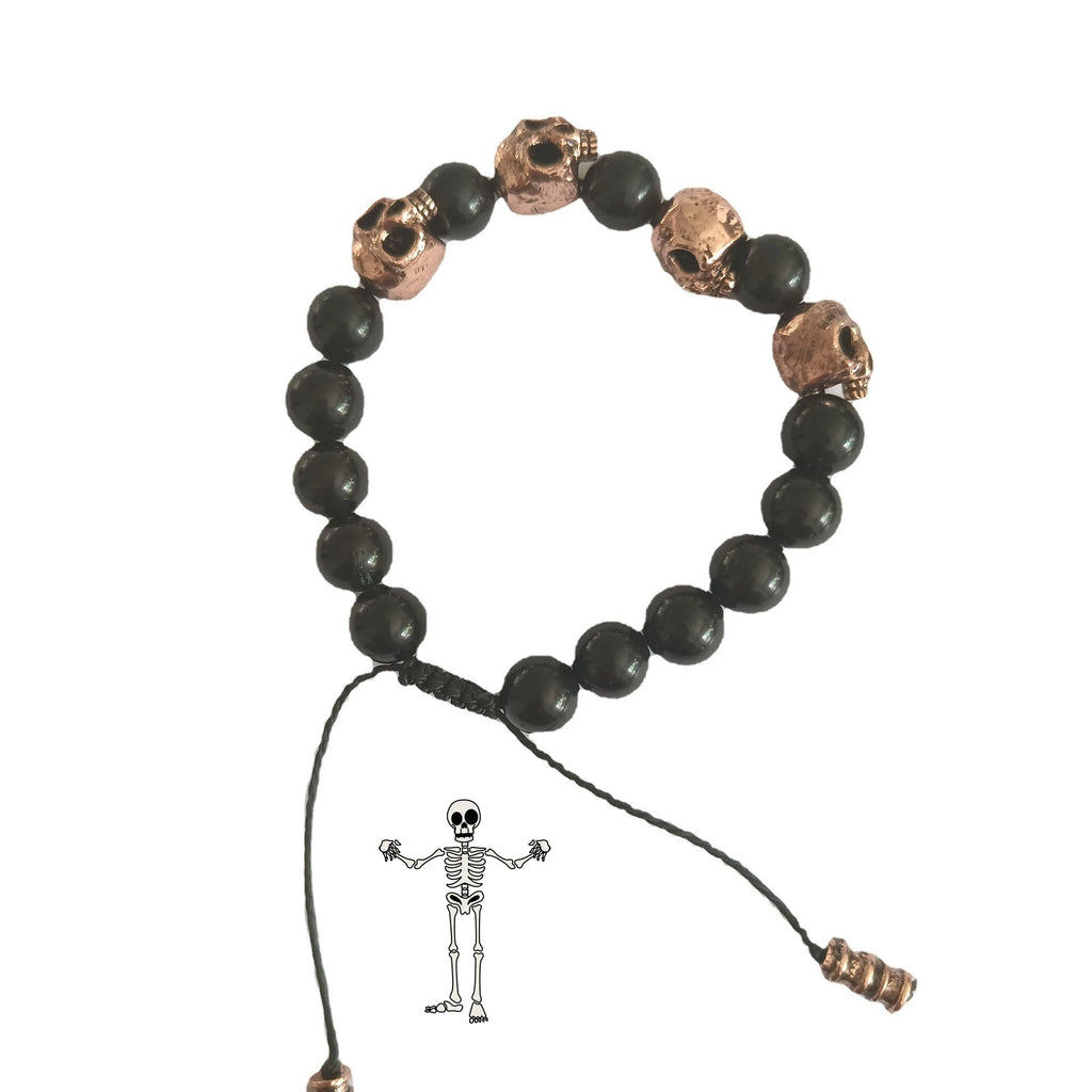 Dark Vintage Style Horror Skull Beads Charm Mens Bracelet