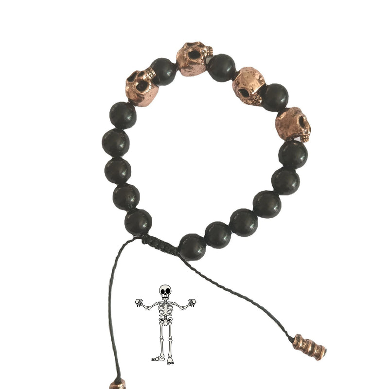 Dark Vintage Style Horror Skull Beads Charm Mens Bracelet
