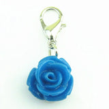 Dark Rose Flower Dangle Charms With Lobster Clasp Pendants