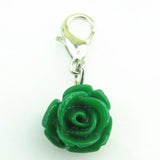 Dark Rose Flower Dangle Charms With Lobster Clasp Pendants