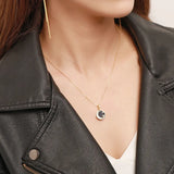 Starry Moon Pendant Necklace 925 Sterling Silver Zircon Jewelry