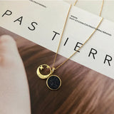 Starry Moon Pendant Necklace 925 Sterling Silver Zircon Jewelry