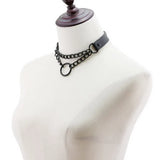 Dark Punk Leather Collar Gun Chain Pendant Necklace