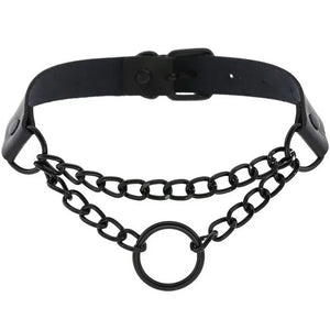 Dark Punk Leather Collar Gun Chain Pendant Necklace