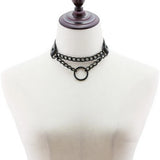 Dark Punk Leather Collar Gun Chain Pendant Necklace