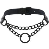 Dark Punk Leather Collar Gun Chain Pendant Necklace