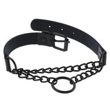 Dark Punk Leather Collar Gun Chain Pendant Necklace