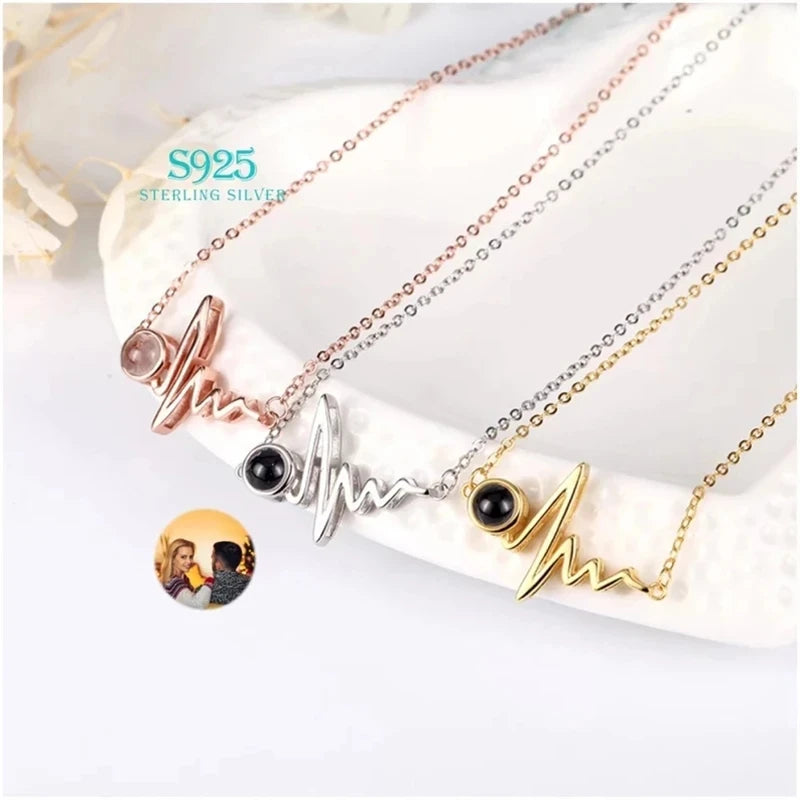 925 Silver Necklace Pet Photo Projection Personalized Family Gift