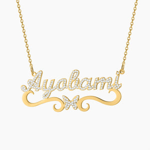 Butterfly Name Necklace 18k Plated Stainless Steel Personalized Pendant