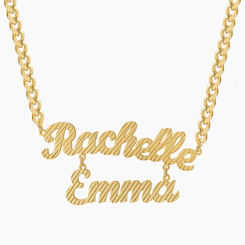 18k Plated Name Necklace Double Layer Jewelry