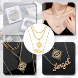 Vintage Angel Eyes Necklace Multi Layer Name Chain Nameplate Jewelry
